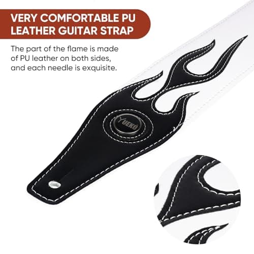 Black Flame Series Leather Guitar & Bass Strap