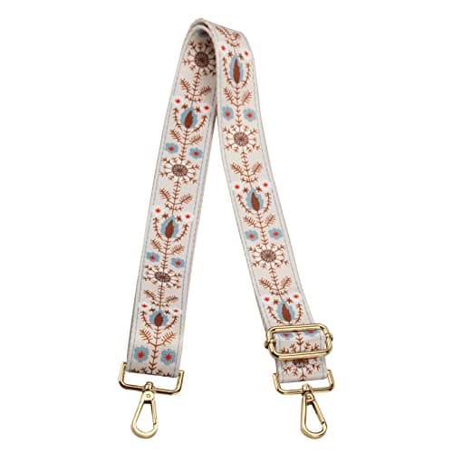 ZANQANO Adjustable Crossbody Strap for Purse and Guitar Multicolor Handbag Straps — Foral W Gold Hardware
