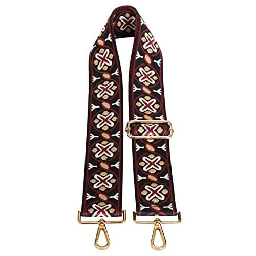Women's Adjustable Jacquard Woven Purse Strap for Crossbody Bags — Round Wine