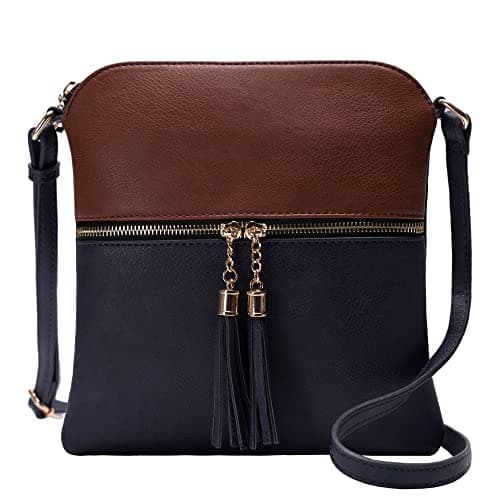 Solene Women's Lightweight Tassel Crossbody Purse, Perfect Daily and Travel Bag — Coffee/Deep Sea