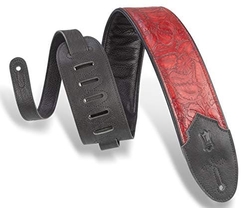 Levy's Leathers Sundance 3 Wide Embossed Guitar Strap - Geramium Whiskey — Geranium Merlot