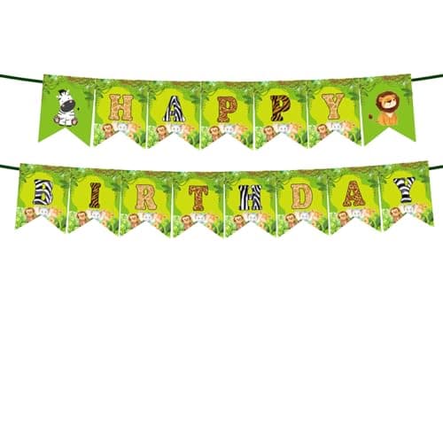 Camping Theme Birthday Party Decorations Kit Banner Topper — Green2