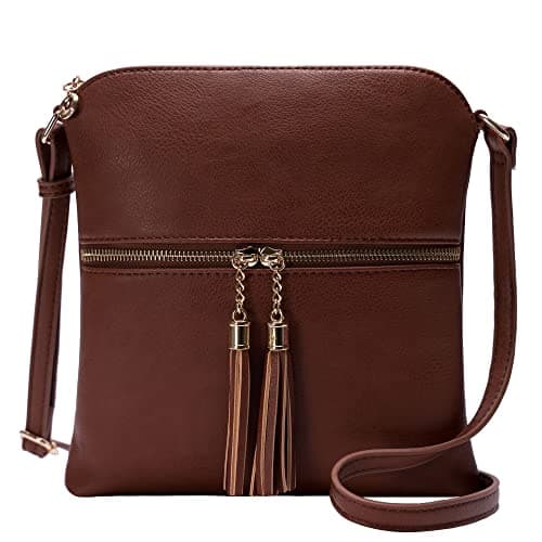 Solene Women's Lightweight Tassel Crossbody Purse, Perfect Daily and Travel Bag — Coffee