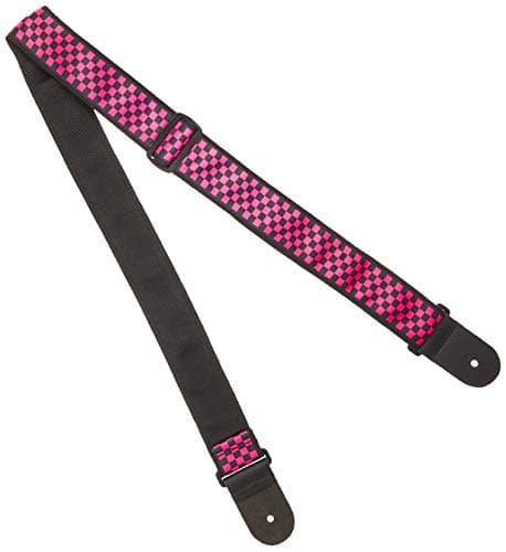 D'Addario Stars & Stripes Leather Guitar Strap — Black/Pink