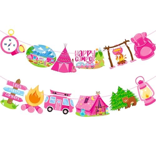 Happy Camper Birthday Party Banner Decoration 2Pcs