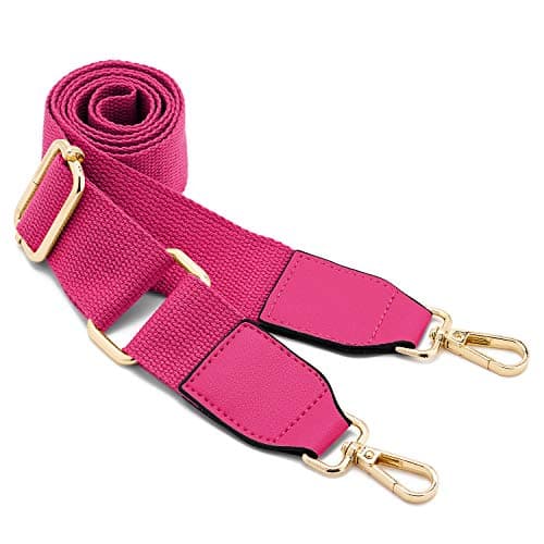 DEVPSISR Wide Shoulder Strap Replacement Adjustable Crossbody Canvas Bag — Leather Buckle-rose Red