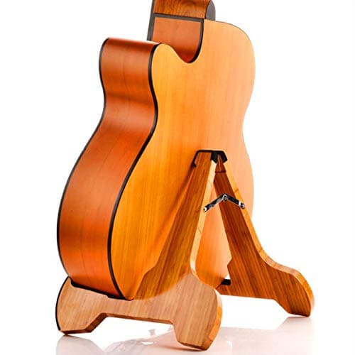 Miwayer Real Bamboo A-Frame Guitar Stand with Soft Leather Protection