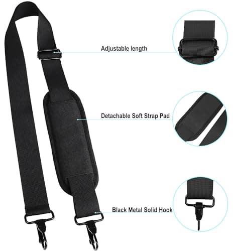 BOOEUDI 56-inch Thick Soft Adjustable Shoulder Strap, Black