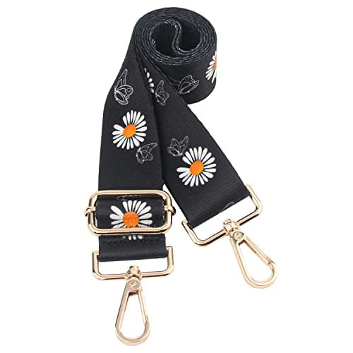 Chushui Replacement Crossbody Shoulder Strap for Handbag — Black Daisy
