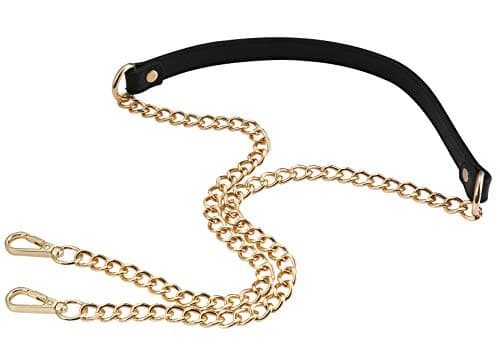 UTreers Crossbody Bag with 47.2" Chain Strap — A1 Gold Chain Black Leather 47.2"