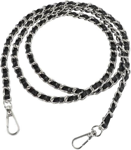 Black & Gold Metal Chain Strap for Purse, 47" Replacement (DIY Bag Accessory) — Black and Silver