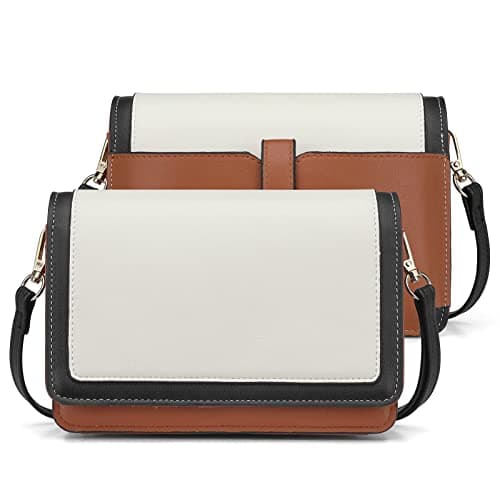 BROMEN Women's Crossbody Bag: Small Cell Phone Wristlet Wallet Clutch — Black/White