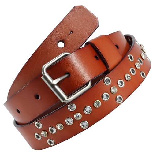 Nefelibata Royal Iris Natural Vegetable Tanned Cowhide Guitar Strap — Crucifix Rivet Diamond-reddish Brown