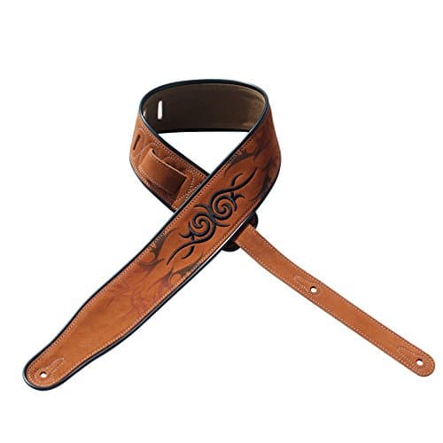 Deluxe Italian Leather Guitar Strap, Super Soft Suede, 2.5" Wide, Adjustable 43.5" to 56"