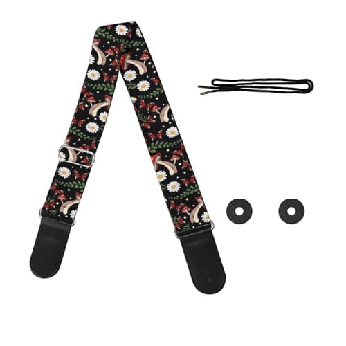 GLENLCWE Boston Terrier Print Guitar Strap for Acoustic & Electric Bass Guitars — Sunflower Bee