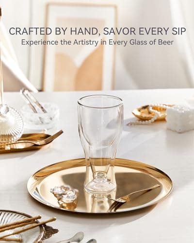 Unique Upside Down Beer Bottle Style Double Wall Glasses - 13.5 oz, Savor Chilled Beer in Style