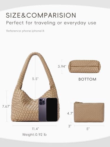 CLUCI Women's Vegan Leather Woven Shoulder Tote Bag 2PS