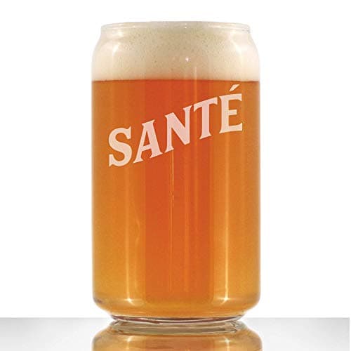 Sante French Cheers Beer Can Pint Glasses - Cute France Themed Party Decor for Men & Women
