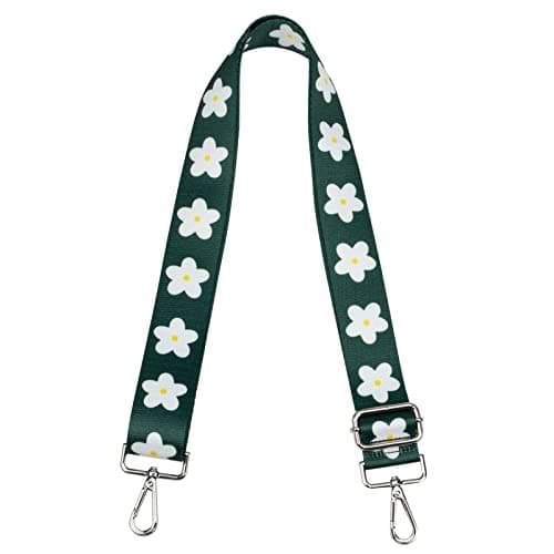 ZANQANO Adjustable Crossbody Strap for Purse and Guitar Multicolor Handbag Straps — Flower White Green