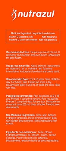 Nutrazul Vitamin C 1000mg Effervescent Tablets - Orange, 20's x 3 | Gluten Free