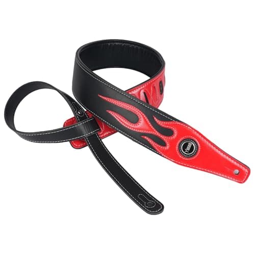 Black Lightning Pattern Guitar Strap for Electric Guitar/Bass — A5-red Flame Black