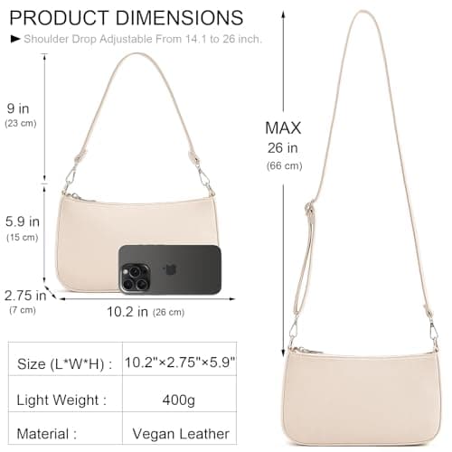 NIUEIMEE ZHOU Small Shoulder/Crossbody Clutch Bag for Women with 2 Removable Straps