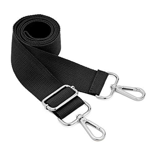 DEVPSISR Wide Shoulder Strap Replacement Adjustable Crossbody Canvas Bag — Silver Buckle-black