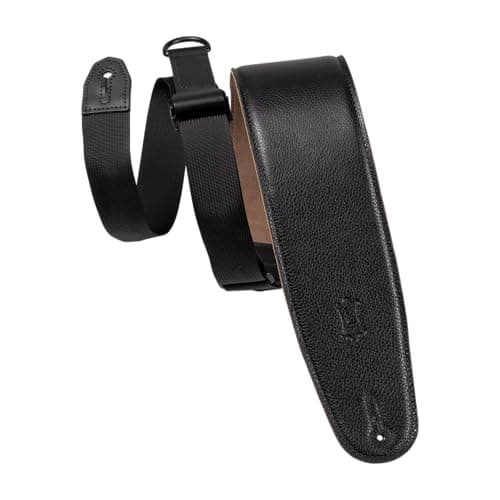 Levy's MRHGS-BLK Black Leather Guitar Strap — Black - 3.5"