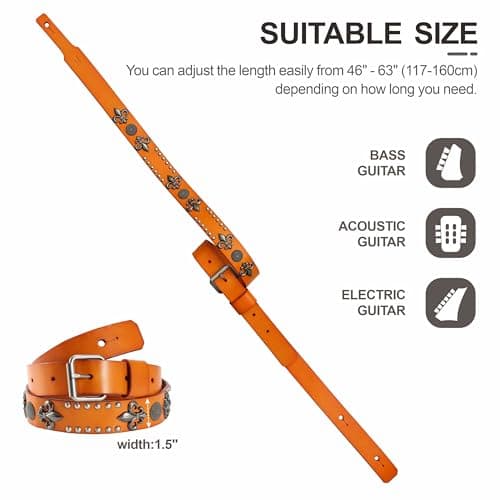 Nefelibata Royal Iris Natural Vegetable Tanned Cowhide Guitar Strap