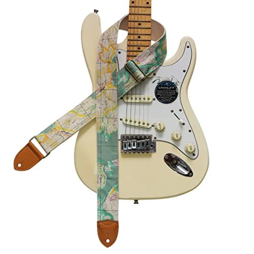 MUSIC FIRST Vintage Style Hand-Made Crochet Flowers Electric Guitar & Bass Strap, 2 Inch Width — Ancient Maps