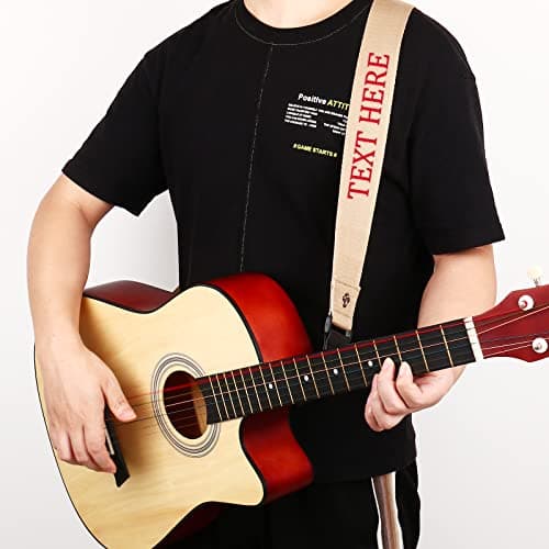 Personalized Black Embroidered Guitar Strap