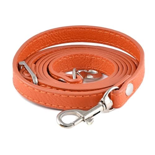 Leather Handbag Straps for Crossbody Replacement — Orange with Silver buckle