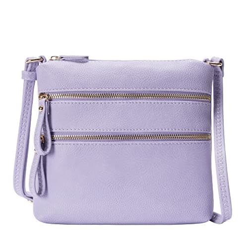 Solene Small Multi-Zip Pocket Crossbody Travel Purse — Lavender