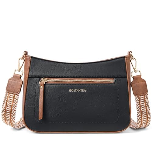 Crossbody Purses for Women Vegan Leather Handbags — A01-black With Brown