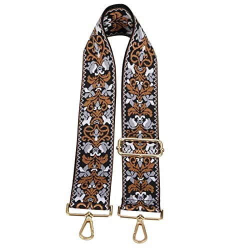 Women's Adjustable Jacquard Woven Purse Strap for Crossbody Bags — Retro Black Brown