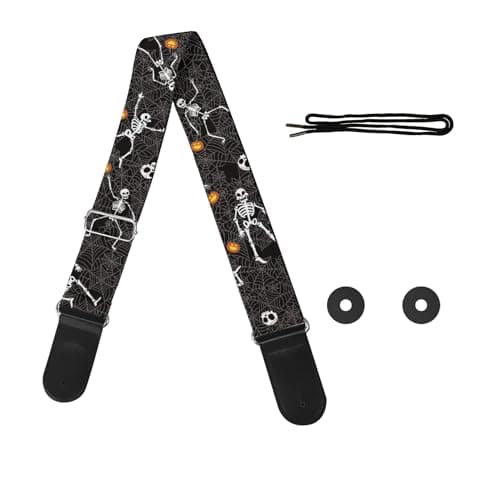 GLENLCWE Boston Terrier Print Guitar Strap for Acoustic & Electric Bass Guitars — Funny Skeleton