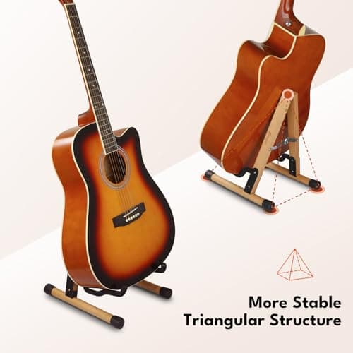 Adjustable Wooden Guitar Stand for Bass, Ukulele, Banjo, Mandolin