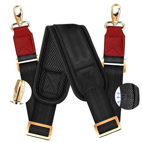ZINZ Universal Bag Strap - Ultra-Thick, Breathable, Adjustable, Heavy-Duty TW01B07 — Black Red