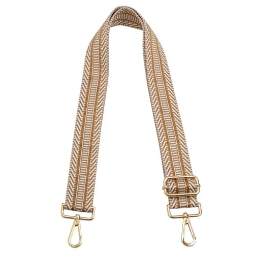 Women's Adjustable Jacquard Woven Purse Strap for Crossbody Bags — Diagonal Light Brown,gold Hardware