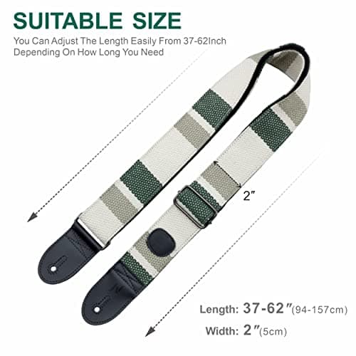 Thicker Woven Guitar Strap with Pick Pocket for Bass, Electric and Acoustic Guitars