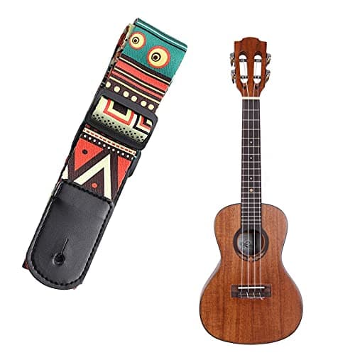 Vintage Woven Leather Guitar Strap for Ukulele & Small Guitar Adjustable Shoulder Strap