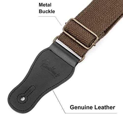 BestSounds Soft Cotton Genuine Leather Guitar Strap for All Guitars