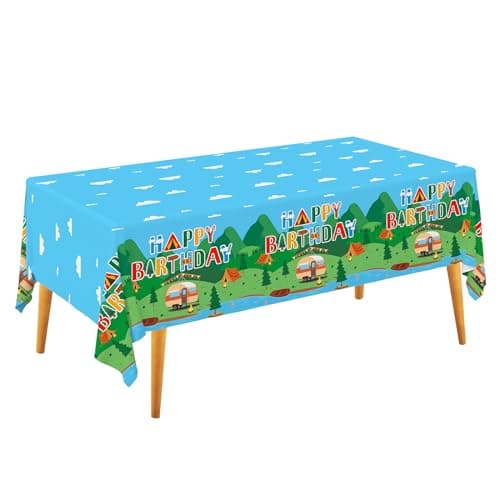 Happy Camper 54" x 108" Disposable Camping Table Covers, 2PCS Set