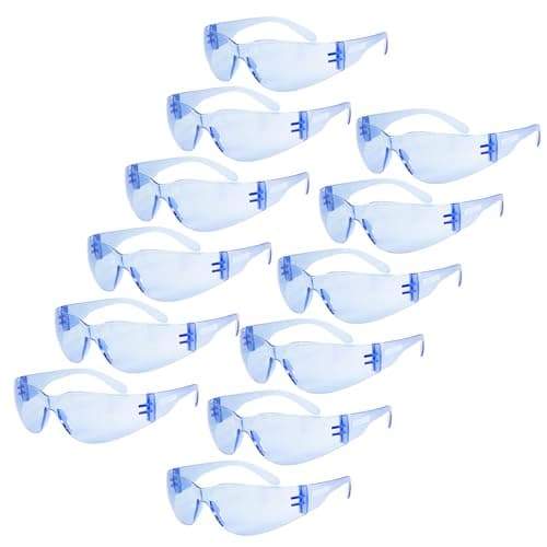JORESTECH Polycarbonate Safety Glasses, Impact Resistant, Pack of 12 (Clear) — Blue