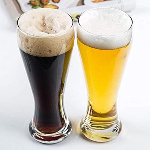 AMZ Empire 16 oz Pilsner Beer Glasses, Pack of 4 with Coasters