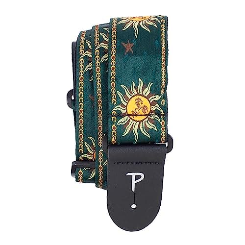 Perri's Emerald Green/Yellow Suns Jacquard Adjustable Guitar Strap 39-58"