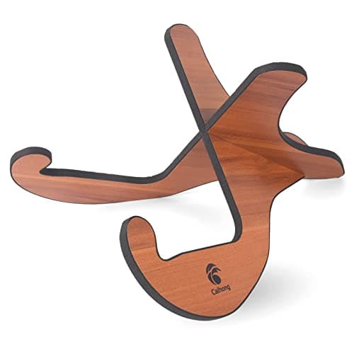 Brown Universal Wooden Floor Guitar Stand with Rubber Edges