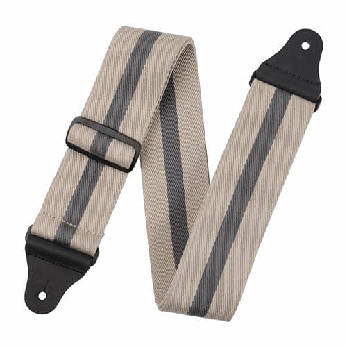 Nefelibata Christmas Green Guitar Strap with Leather Ends — Bc#-stripe Grey