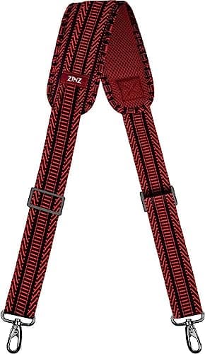 Padded Shoulder Strap Replacement for ZINZ Bag — Black&red Jacquard