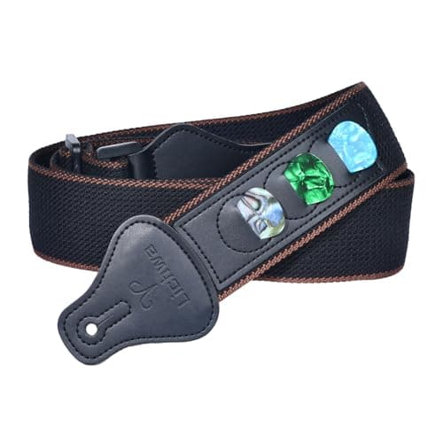 Personalized Dark Black Guitar Strap with Initial and Name Engraving